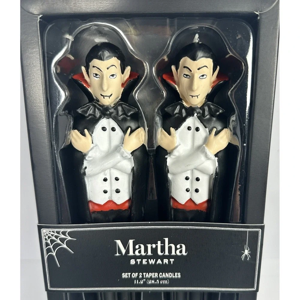 Martha Stewart Vampire Taper Candles Set of 2 Halloween Goth Decor NIB 11.2 in